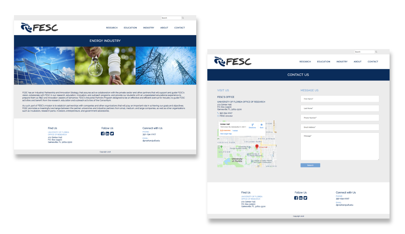 Florida Energy Website page layouts