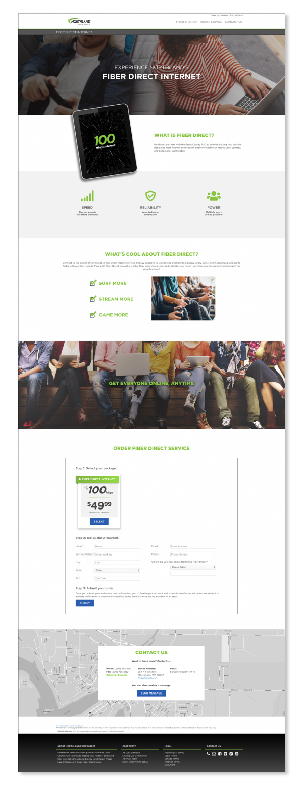 Northland Fiber Direct landing page design & development